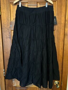 NWT Style & Co Black Tiered Maxi Skirt